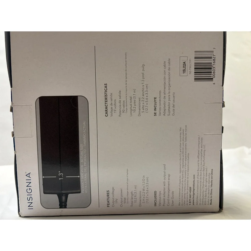 Insignia 90W Universal Laptop Charger AC Adapter NS-PWLC591 Black